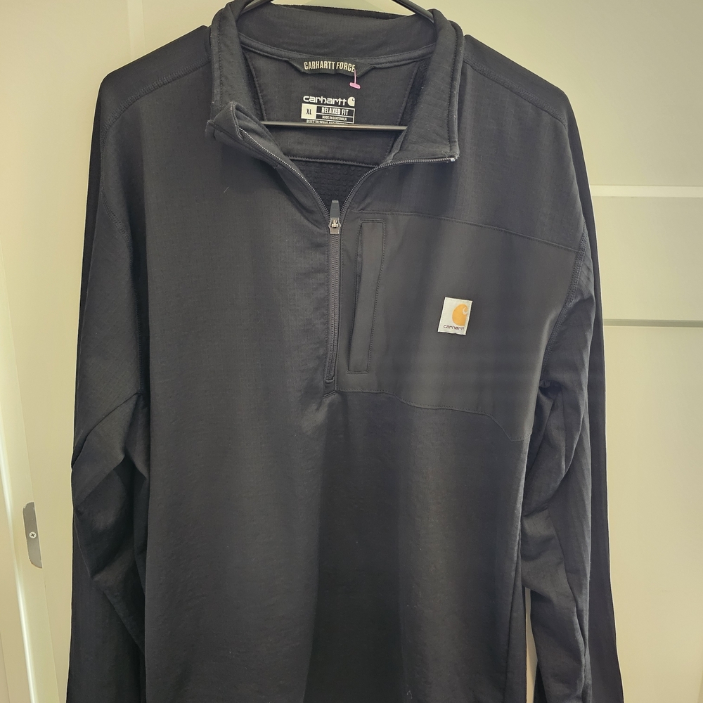 Carhartt Black Quarter-Zip Work Pullover with Chest Logo